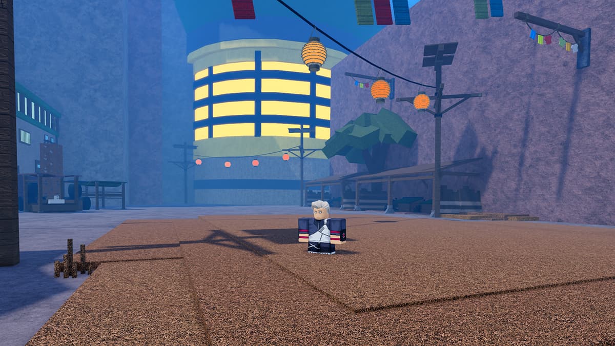 Image of the player near the open-air market in Wagarashi on Roblox.