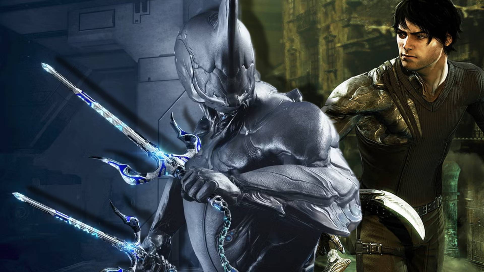 Dark Sector protagonist hiding behind Warframe character Excalibur