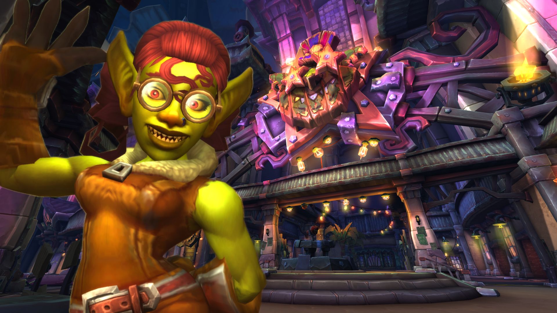 A World of Warcraft Goblin standing in front of Undermine for Patch 11.1