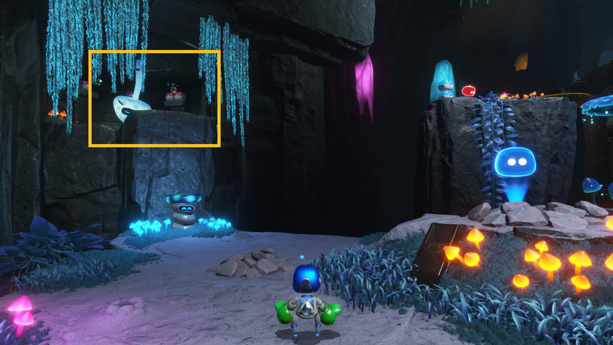 Astro Bot Wormy Passage: Astro Bot exploring the Wormy Passage.