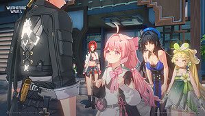 Wuthering Waves cross progression, crossplay, and cross platform - anime characters stand talking to a person