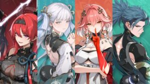 wuthering waves voice actors cast - a comp showing four anime characters in WuWa