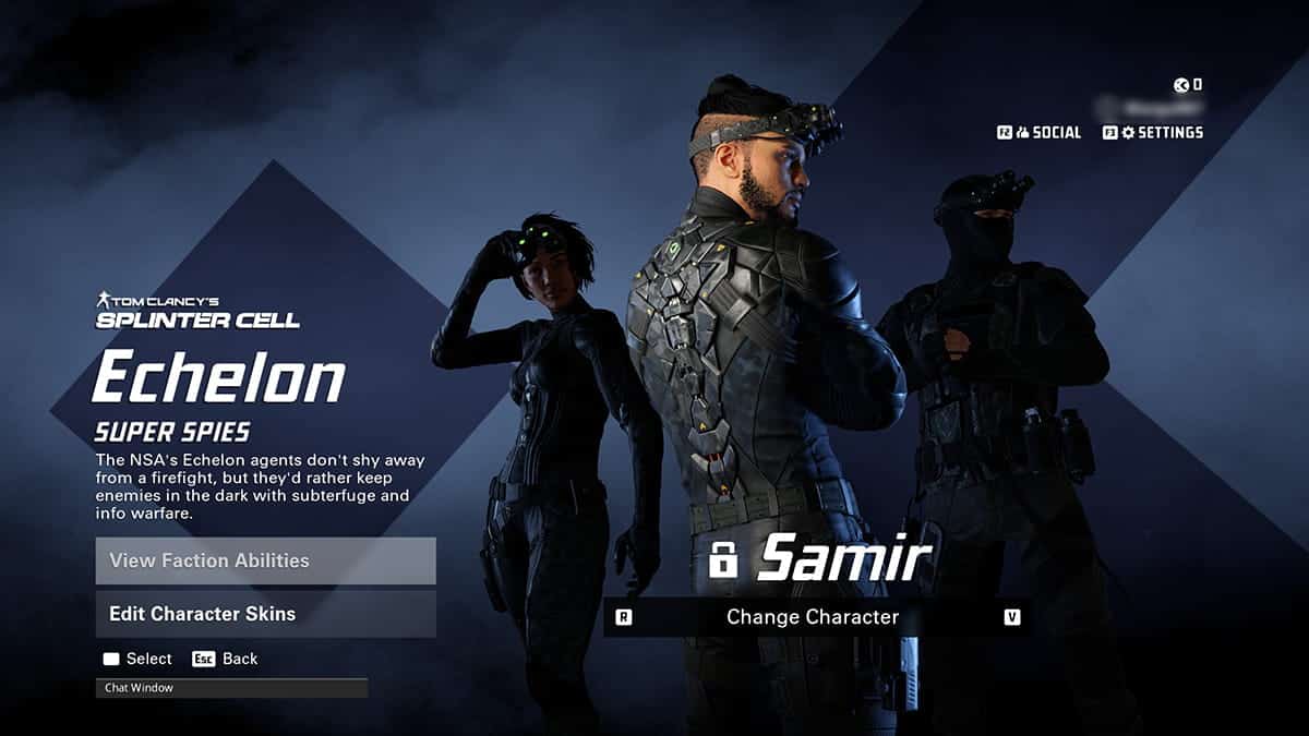 Thew screen shows character selection in XDefiant, featuring the character Samir front and center.