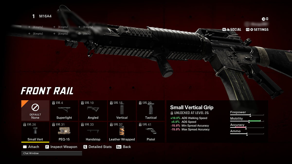 Image of Small Vertical Grip attachment on M16A4 in XDefiant.