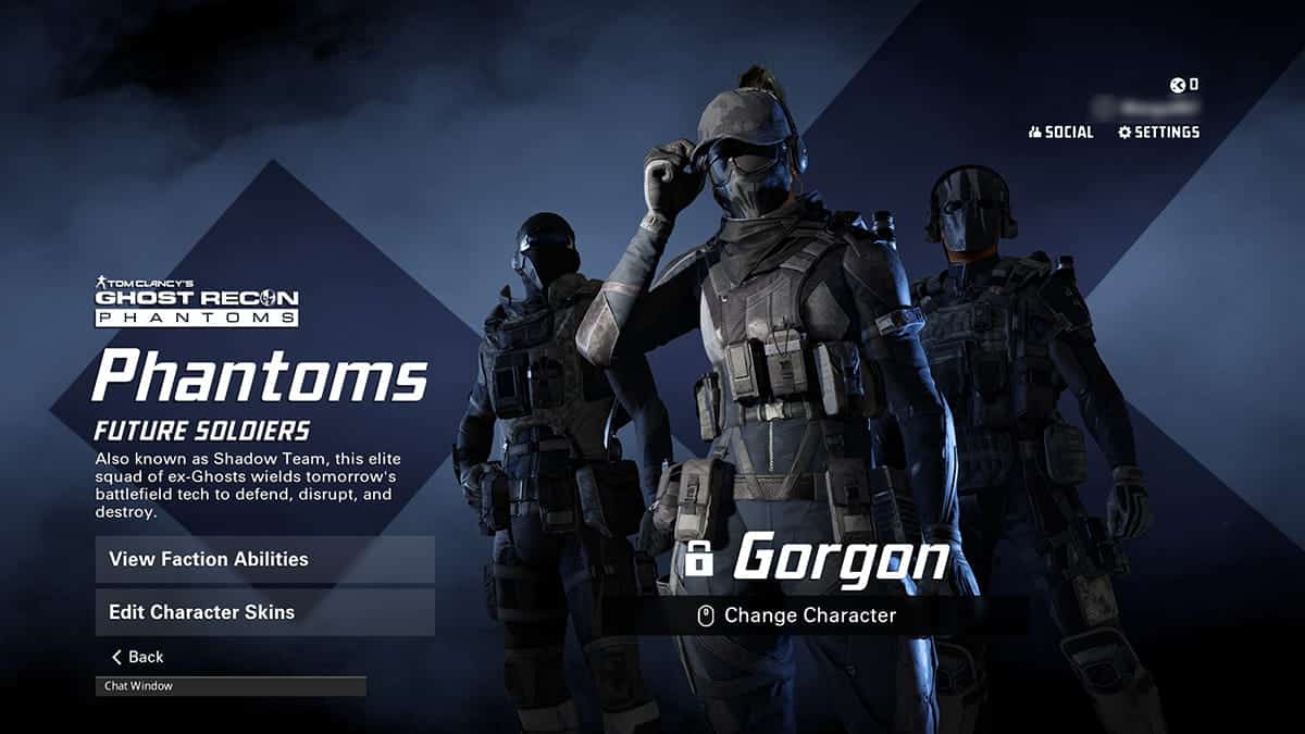 Character selection screen of XDefiant. The center character, named 