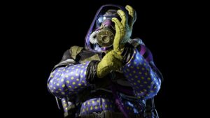 A player checks out a battle pass character outfit.