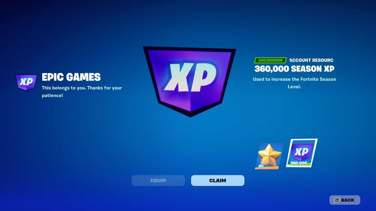 massive xp granted fortnite
