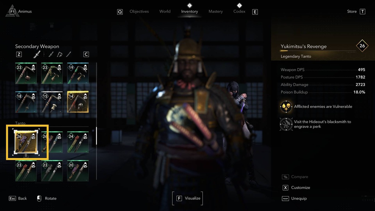 Assassin's Creed Shadows best weapons: Yukimitsu's Revenge.