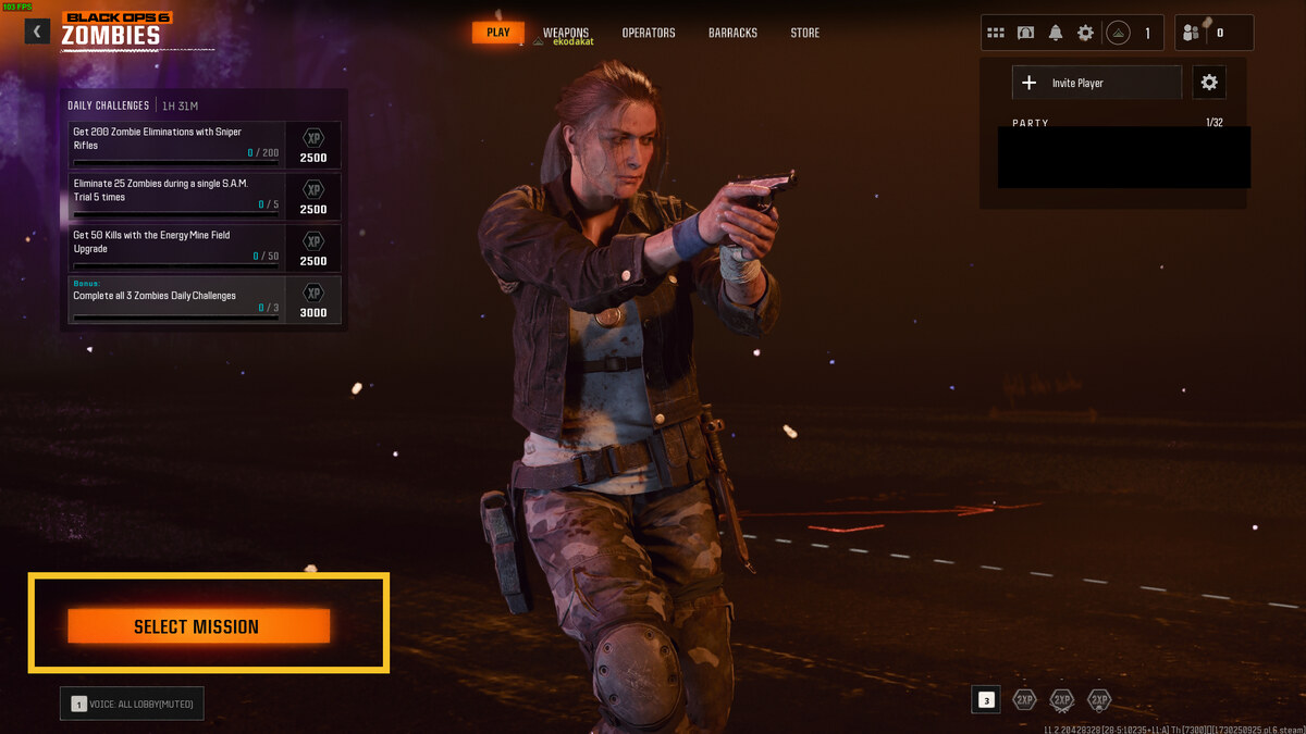 How to play Zombies solo in Black Ops 6: Zombies pre-match menu.