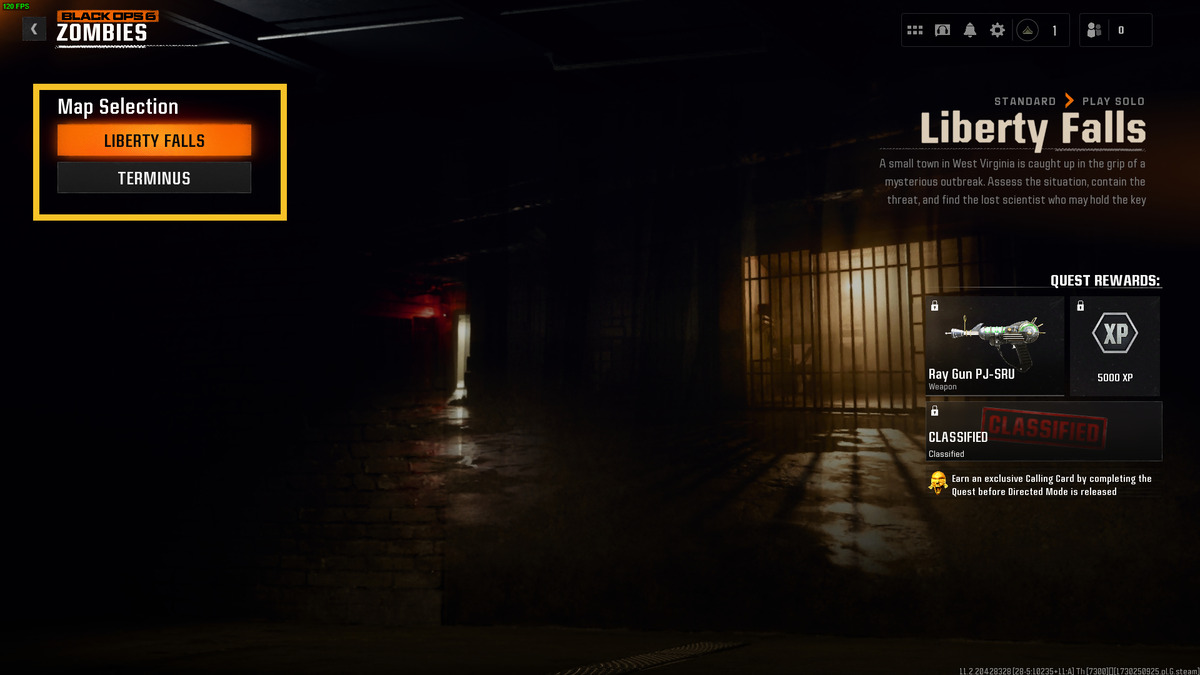 How to play Zombies solo in Black Ops 6: Zombies pre-match menu.