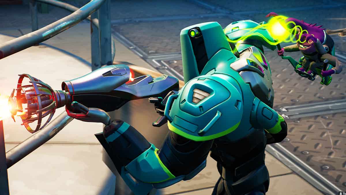 A robot wields a gun in a video game.