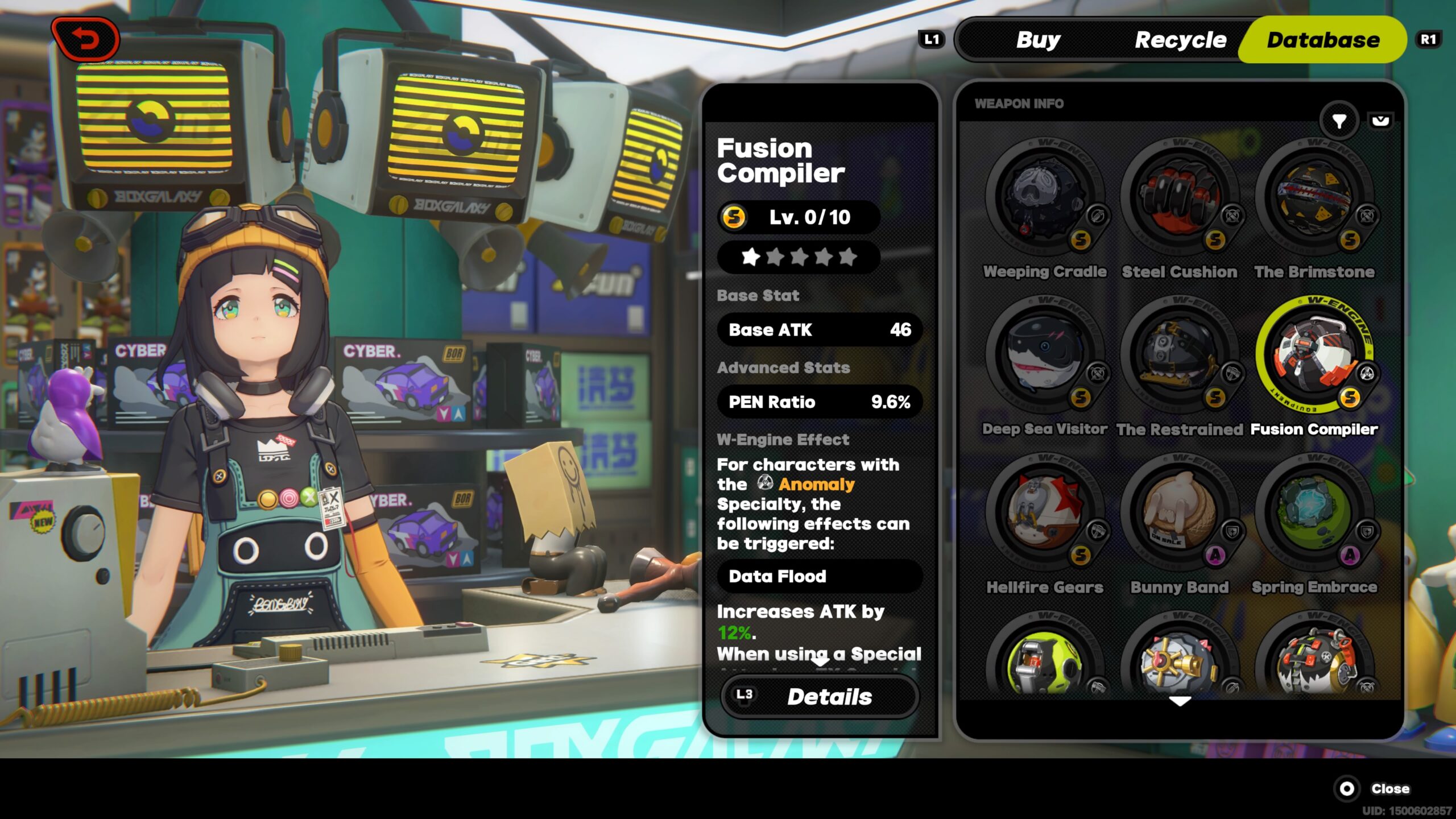 zzz best weapons - a girl running a store sells w-engines in zenless zone zero